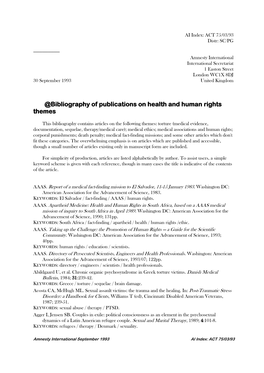 @Bibliography of Publications on Health and Human Rights Themes