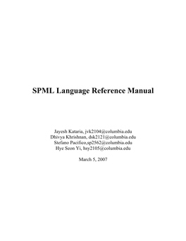 SPML Language Reference Manual