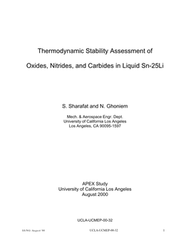 Thermodynamic Stability Assessment of Oxides, Nitrides, and Carbides In