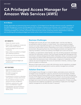 CA Privileged Access Manager for Amazon Web Services (AWS)