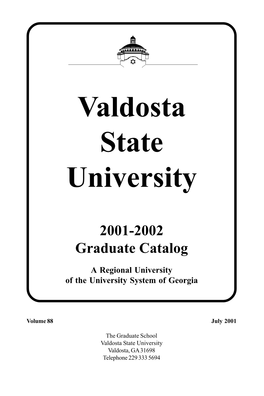 Graduate Catalog -- Valdosta State University