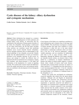 Cystic Kidney Diseases and During Vertebrate Gastrulation
