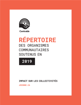 Répertoire Des Organismes Communautaires Soutenus En 2019