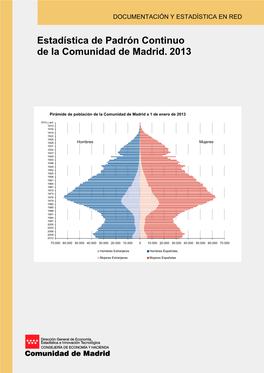 Estadística De Padrón Continuo De La Comunidad De Madrid. 2013