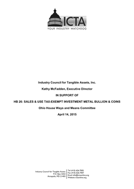 Industry Council for Tangible Assets, Inc. Kathy Mcfadden, Executive