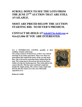 Scroll Down to See the Lots from the June 27Th Auction