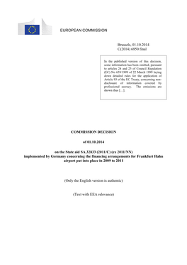 6850 Final COMMISSION DECISION of 01.10.2014 on the State Aid SA.32833