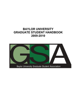 Baylor University Graduate Student Handbook 2009-2010