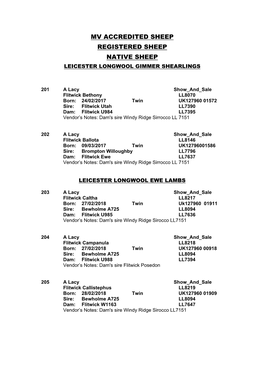 Mv Accredited Sheep Registered Sheep Native Sheep Leicester Longwool Gimmer Shearlings