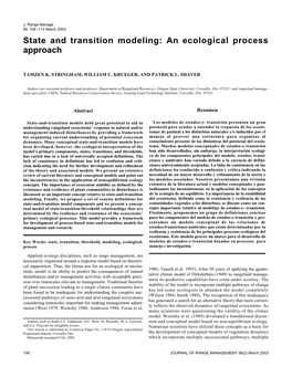 State and Transition Modeling: an Ecological Process Approach