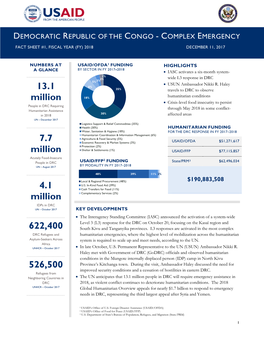 USAID-DCHA DRC Complex Emergency Fact Sheet #1