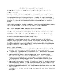 PROPOSED MAJOR DEVELOPMENTS AS at NOV 2020 26-‐38 Burnhamthorpe Road and 45