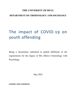 The Impact of COVID-19 on Youth Offending