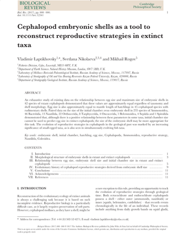 Cephalopod Reproductive Strategies Derived from Embryonic Shell Size