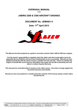 Overhaul Manual Jabiru 2200 & 3300 Aircraft Engines