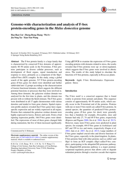 Genome-Wide Characterization and Analysis of F-Box Protein-Encoding