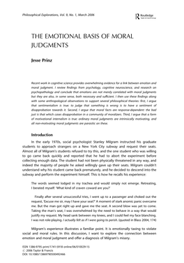 The Emotional Basis of Moral Judgments