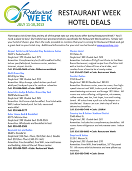 Restaurant Week Hotel Deals