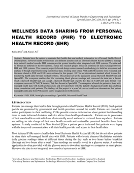 Phr) to Electronic Health Record (Ehr