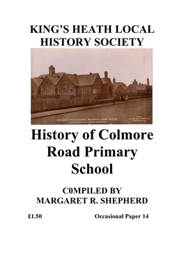 Colmore Road Admission Registers 1921 – 1940