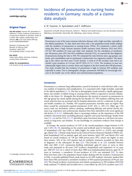 Incidence of Pneumonia in Nursing Home Residents in Germany: Results of a Claims Data Analysis