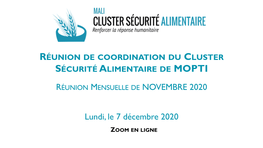 Au Mali ❑ Phase Sous Pression (2) : 2 718 542 Personnes, Soit 12,9% De La Population Totale Contre 2 936 751 957 062 (Nov