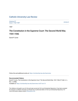 The Constitution in the Supreme Court: the Second World War, 1941-1946