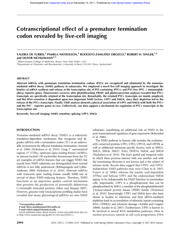 Cotranscriptional Effect of a Premature Termination Codon Revealed by Live-Cell Imaging