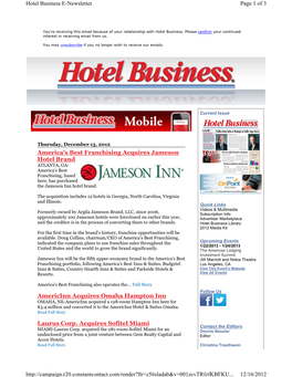 America's Best Franchising Acquires Jameson Hotel Brand Americinn