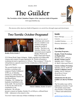 The Guilder the Newsletter of the Columbus Chapter of the American Guild of Organists