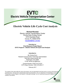Electric Vehicle Life Cycle Cost Analysis