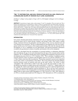 445 10Be, 14C Distribution, and Soil Production Rate in A