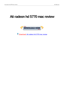 Ati Radeon Hd 5770 Mac Review All Manuals