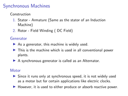 Synchronous Machines Construction 1