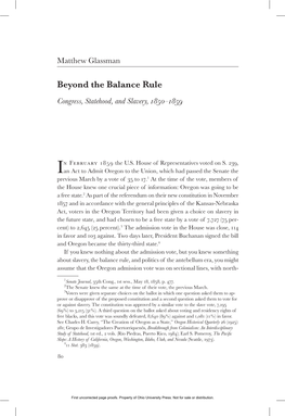 Beyond the Balance Rule Congress, Statehood, and Slavery, 1850–1859