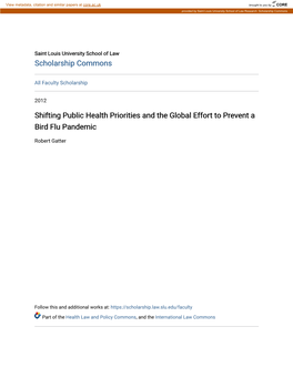 Shifting Public Health Priorities and the Global Effort to Prevent a Bird Flu Pandemic