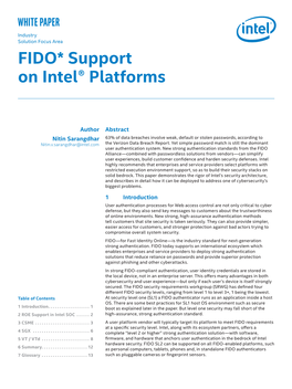 FIDO Support on Intel Platforms White Paper