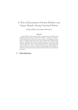 A Test in Discernment of Scotch Whiskey and Cognac Brandy Among Untrained Tasters