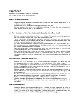Bromides Potassium Bromide, Sodium Bromide Kbr and Nabr Are Other Names for This Medication