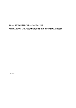 Royal Armouries Annual Report and Accounts 2019 to 2020