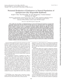 Nocturnal Production of Endospores in Natural Populations of Epulopiscium-Like Surgeonﬁsh Symbionts Joseph F