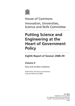Putting Science and Engineering at the Heart of Government Policy
