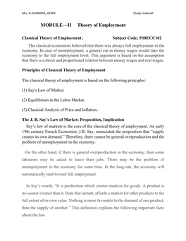 MODULE—II Theory of Employment