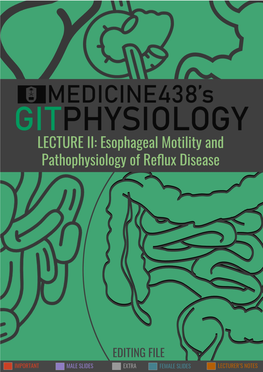 LECTURE II: Esophageal Motility and Pathophysiology of Reflux Disease