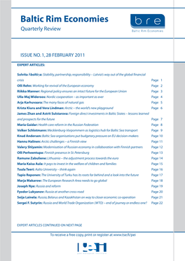 Baltic Rim Economies 1/2011