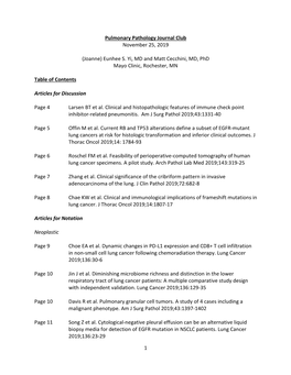 1 Pulmonary Pathology Journal Club