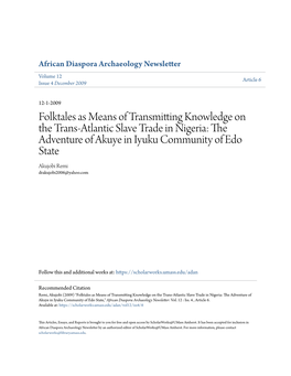 Folktales As Means of Transmitting