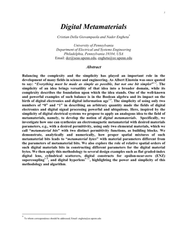 Digital Metamaterials