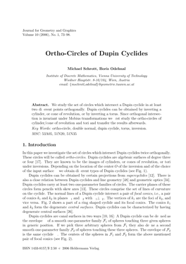 Ortho-Circles of Dupin Cyclides