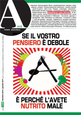 Rivista Anarchica N 412 Dicembre 2016 / Gennaio 2017